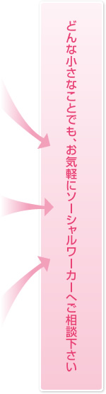 どんな小さなことでも、お気軽にソーシャルワーカーへご相談下さい